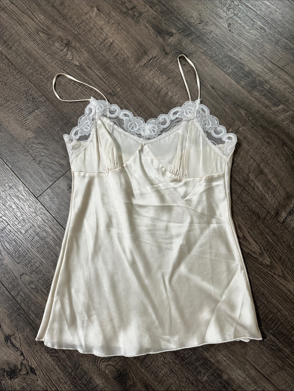 Trina Turk Cream Satin Lace-Trim Slip Camisole